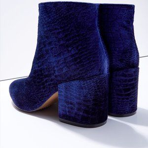 Blue Velvet Ankle Boots